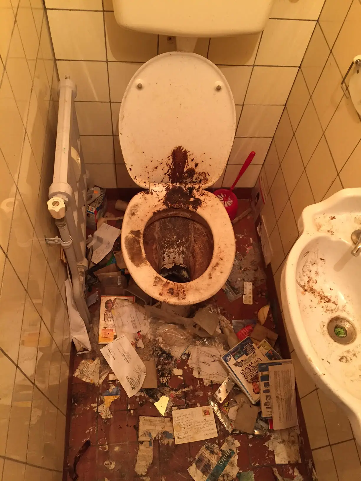 WC ou se trouve un syndrome de Diogène avant désinfection post mortem